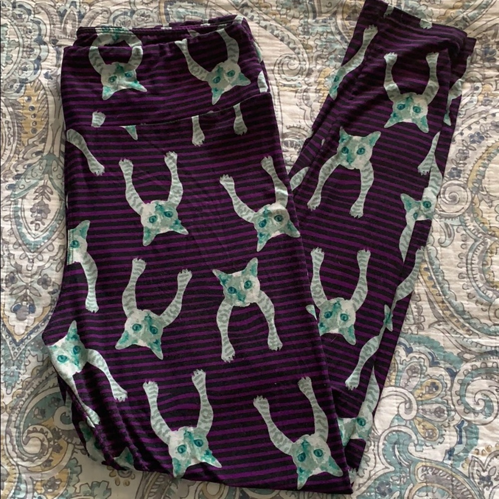 Lularoe Stiped Cats Leggings